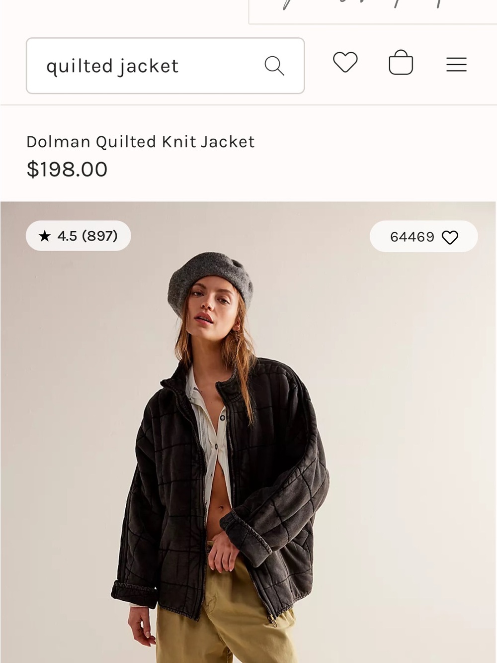 Free People Dolman Quilted Knit Jacket - Black